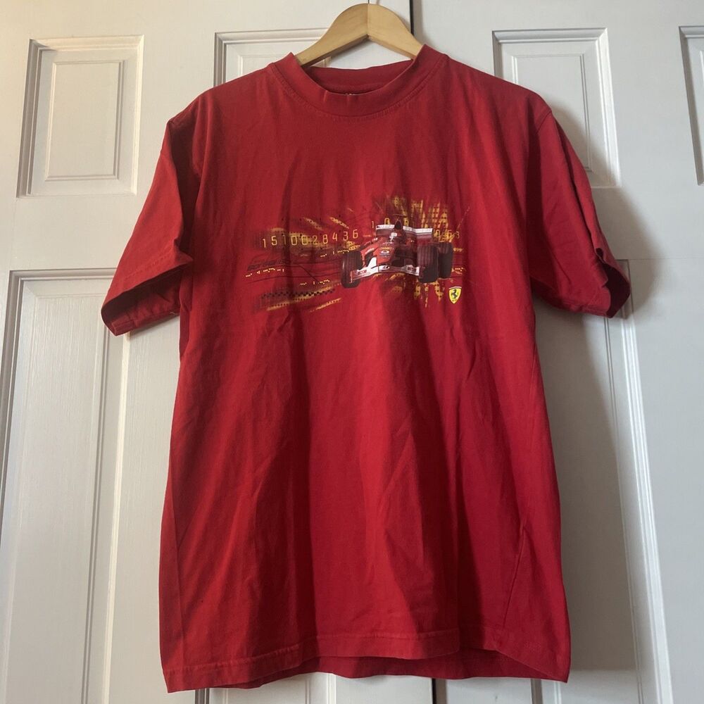 Vintage 2002 Y2K Ferrari F1 Racing T Shirt Mens Medium Red Scuderia Formula 1